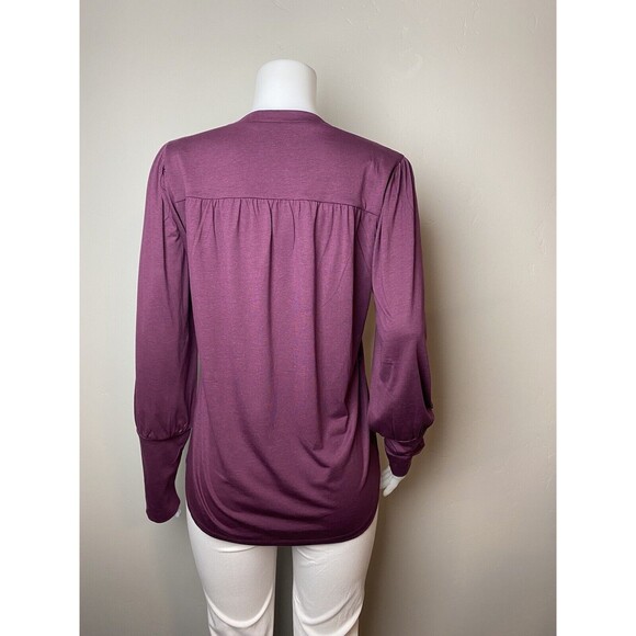 F. Sundance Top M Red Blouse Long Sleeve V Neck High Low NWT $78 - Picture 4 of 11